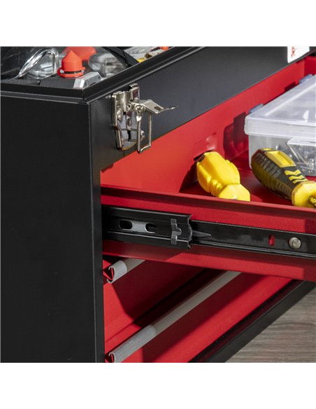 DURHAND 3 Drawer Tool Chest, Lockable Metal Tool Box with Ball Bearing Runners, Portable Toolbox, 510mm x 220mm x 320mm, Black - pic 134200 | FastDaddyshop