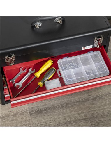 DURHAND 4 Drawer Tool Chest, Lockable Metal Tool Box with Ball Bearing Runners, Portable Toolbox, 510mm x 220mm x 395mm, Black