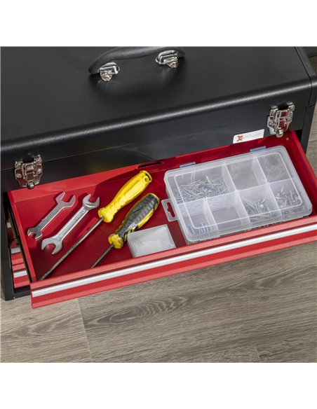 DURHAND 4 Drawer Tool Chest, Lockable Metal Tool Box with Ball Bearing Runners, Portable Toolbox, 510mm x 220mm x 395mm, Black - pic 134207 | FastDaddyshop