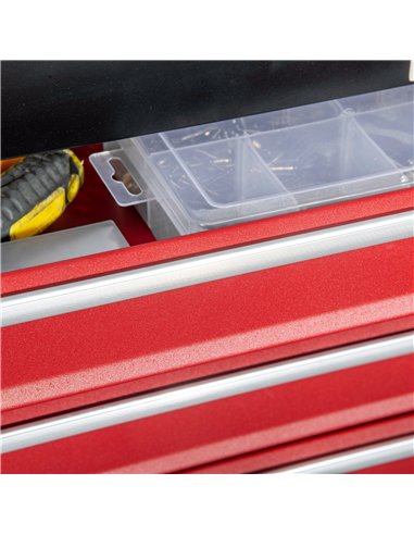 DURHAND 4 Drawer Tool Chest, Lockable Metal Tool Box with Ball Bearing Runners, Portable Toolbox, 510mm x 220mm x 395mm, Black