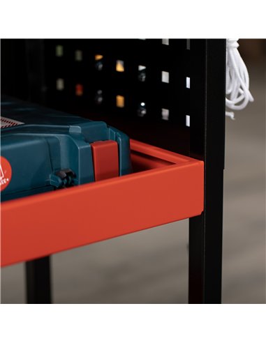 DURHAND 3 Tier Shelf Tool Cart Storage Trolley Wheel Cart for Garage Workshop Warehouse DIY Tool with 10 Hooks 100 kg Red