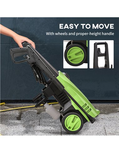DURHAND 1800W High Pressure Washer, 150 Bar Pressure, 510 L/h Flow, High-Performance Portable Power Washer Jet Wash Cleaner with