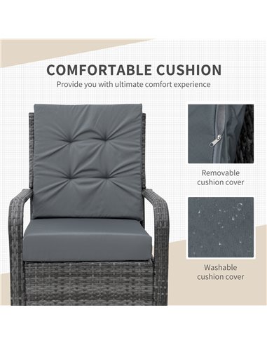 Outsunny 2-Seater Outdoor Rattan Bistro Garden Furniture Set, Grey
