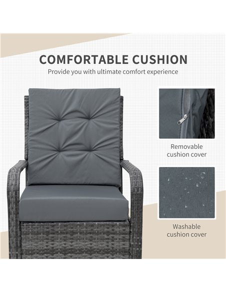 Outsunny 2-Seater Outdoor Rattan Bistro Garden Furniture Set, Grey - pic 13423 | FastDaddyshop