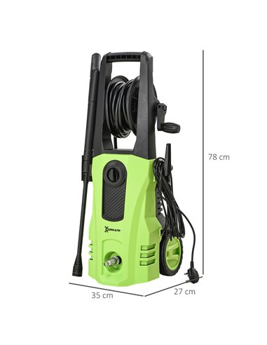 DURHAND 1800W High Pressure Washer, 150 Bar Pressure, 510 L/h Flow, High-Performance Portable Power Jet Wash Cleaner Green