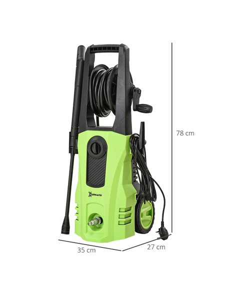 DURHAND 1800W High Pressure Washer, 150 Bar Pressure, 510 L/h Flow, High-Performance Portable Power Jet Wash Cleaner Green - pic 134230 | FastDaddyshop