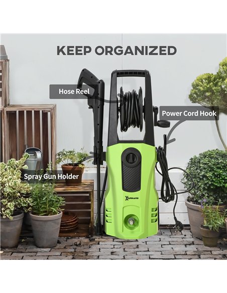 DURHAND 1800W High Pressure Washer, 150 Bar Pressure, 510 L/h Flow, High-Performance Portable Power Jet Wash Cleaner Green - pic 134234 | FastDaddyshop