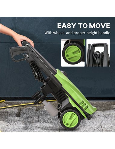 DURHAND 1800W High Pressure Washer, 150 Bar Pressure, 510 L/h Flow, High-Performance Portable Power Jet Wash Cleaner Green