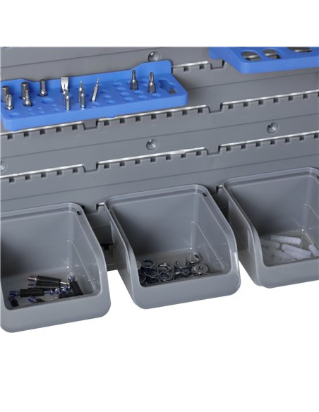 DURHAND 44 Piece Wall Mounted Tool Rack Organiser Storage Bins and Panel Set with Shelf Hook Screws Accessories Blue - pic 134243 | FastDaddyshop