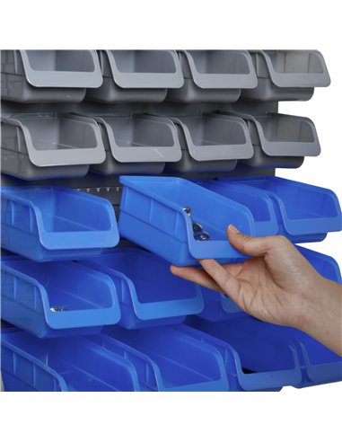 DURHAND 44 Piece Wall Mounted Tool Rack Organiser Storage Bins and Panel Set with Shelf Hook Screws Accessories Blue