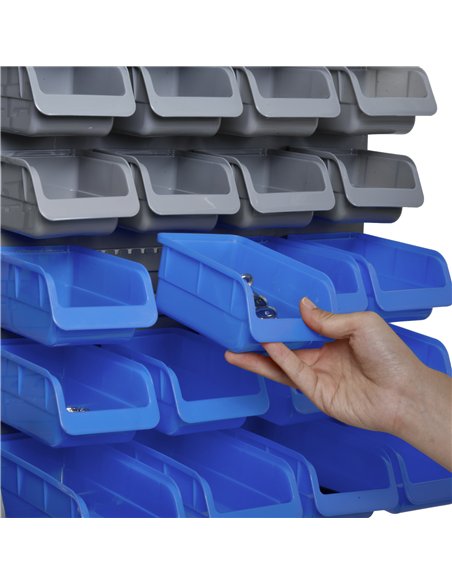 DURHAND 44 Piece Wall Mounted Tool Rack Organiser Storage Bins and Panel Set with Shelf Hook Screws Accessories Blue - pic 134244 | FastDaddyshop