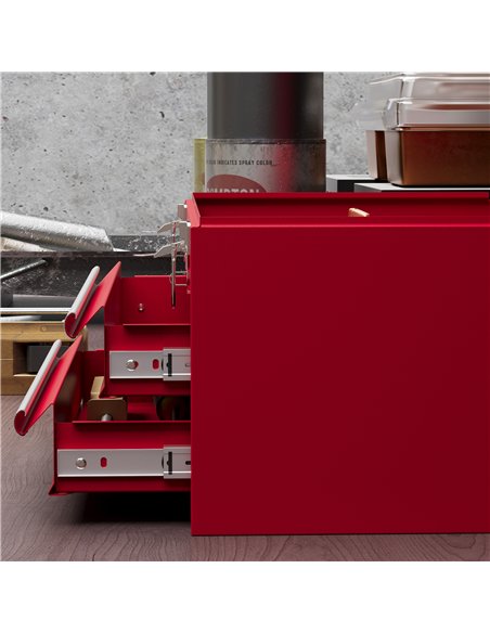 DURHAND Lockable Metal Tool Box, 2 Drawer Tool Chest with Latches, Handle, Ball Bearing Runners, Red - pic 134253 | FastDaddyshop
