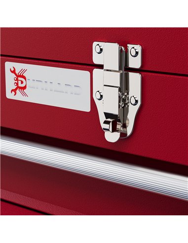 DURHAND Lockable Metal Tool Box, 2 Drawer Tool Chest with Latches, Handle, Ball Bearing Runners, Red