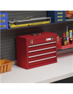 DURHAND Lockable Metal Tool Box, 4 Drawer Tool Chest with Latches, Handle, Ball Bearing Runners, Red 2