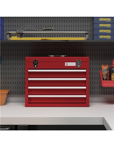 DURHAND Lockable Metal Tool Box, 4 Drawer Tool Chest with Latches, Handle, Ball Bearing Runners, Red - pic 134260 | FastDaddyshop