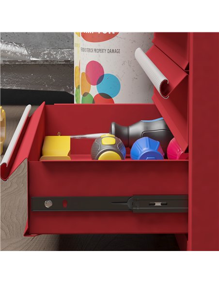 DURHAND Lockable Metal Tool Box, 4 Drawer Tool Chest with Latches, Handle, Ball Bearing Runners, Red - pic 134262 | FastDaddyshop
