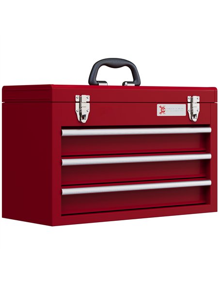 DURHAND Lockable Metal Tool Box, 3 Drawer Tool Chest with Latches, Handle, Ball Bearing Runners, Red - pic 134264 | FastDaddyshop