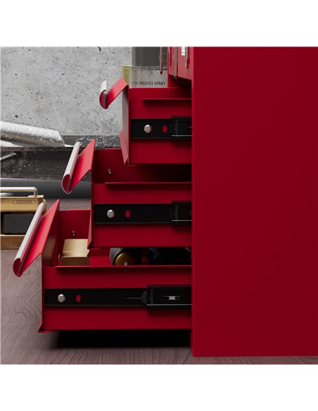 DURHAND Lockable Metal Tool Box, 3 Drawer Tool Chest with Latches, Handle, Ball Bearing Runners, Red - pic 134271 | FastDaddyshop