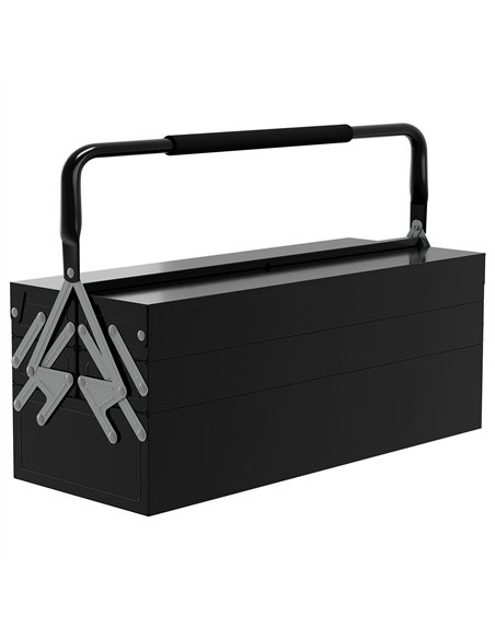 DURHAND 3 Tier Metal Toolbox, 5 Tray Professional Portable Tool Box with Carry Handle for Workshop, 56cmx20cmx34cm, Black - pic 134273 | FastDaddyshop