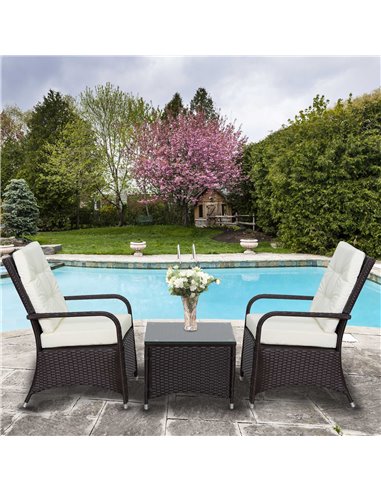 Outsunny 2-Seater Outdoor Rattan Bistro Garden Furniture Set with Cover Steel, Brown