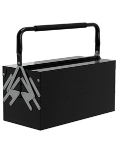 DURHAND 3 Tier Metal Toolbox, 5 Tray Professional Portable Tool Box with Carry Handle for Workshop, 45cmx20cmx34.5cm, Black