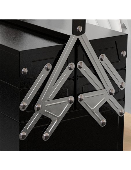 DURHAND 3 Tier Metal Toolbox, 5 Tray Professional Portable Tool Box with Carry Handle for Workshop, 45cmx20cmx34.5cm, Black - pic 134290 | FastDaddyshop