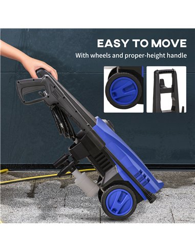 DURHAND High Pressure Washer, 150 Bar Pressure, 510 L/h Flow, 1800W, High-Performance Portable Power Jet Wash Cleaner, Blue