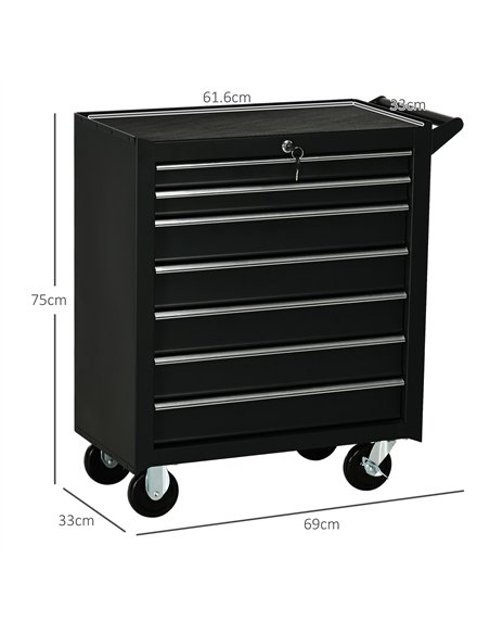 DURHAND 7-Drawer Rolling Tool Chest on Wheels, Lockable Tool Cabinet with Side Handle, Metal Tool Box Trolley for Garage, Worksh - pic 134329 | FastDaddyshop