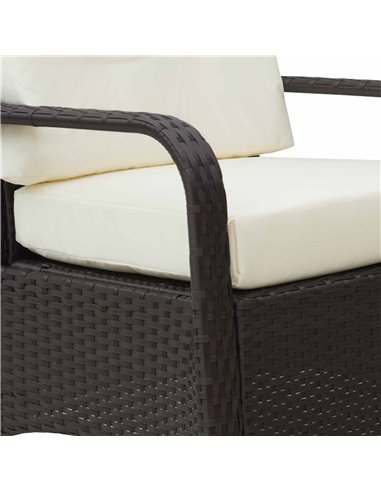Outsunny 2-Seater Rattan Bistro Set Garden Furniture Sofa Chair Table Wicker Weave Outdoor Patio Conservatory Set w/ Cover Steel