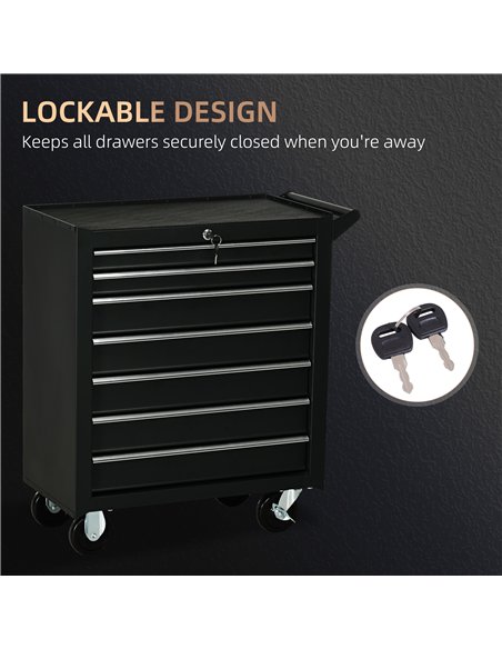 DURHAND 7-Drawer Rolling Tool Chest on Wheels, Lockable Tool Cabinet with Side Handle, Metal Tool Box Trolley for Garage, Worksh - pic 134333 | FastDaddyshop