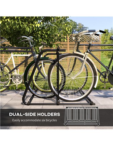 DURHAND Bike Stand, Double-sided Bike Rack for 6 Bicycles, Bike Floor Stand for Kids/Mountain/Road Bikes, Garage Indoor Outdoor 