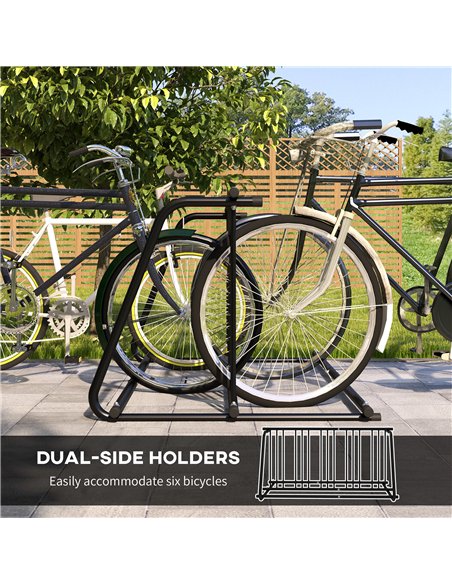 DURHAND Bike Stand, Double-sided Bike Rack for 6 Bicycles, Bike Floor Stand for Kids/Mountain/Road Bikes, Garage Indoor Outdoor  - pic 134339 | FastDaddyshop
