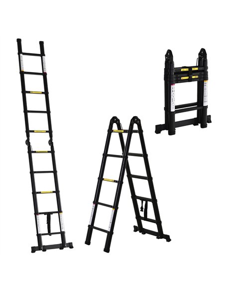 DURHAND 3.2m/10.5ft Telescopic Ladder, Extendable Aluminium Ladder with Anti-slip Pedals, Multi-purpose Portable Foldable 10 Ste - pic 134345 | FastDaddyshop
