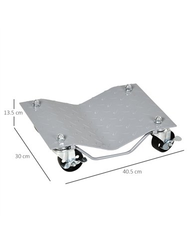 DURHAND 2 PCS Car Wheel Dollies with Swivel Casters, 680kg Capacity Car Dolly Skates Wheel Dolly Set with Non-Slip Metal Plates,