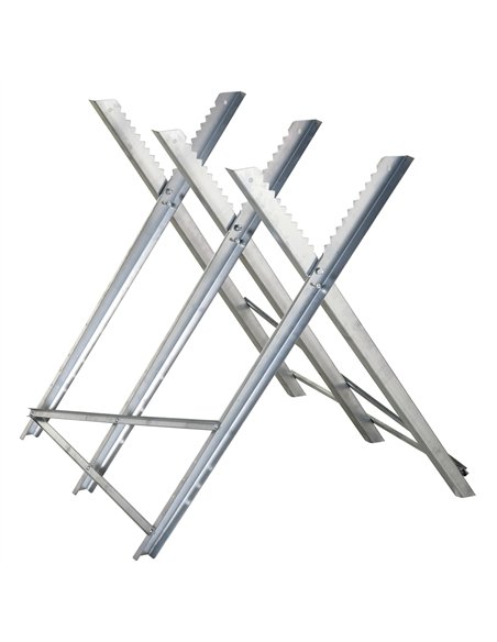 DURHAND Portable Sawhorse Heavy Duty Steel Adjustable Work Support, Foldable Sawhorse Stand 100 kg Weight Capacity, Silver Tone - pic 134372 | FastDaddyshop