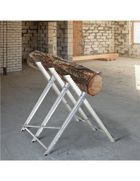 DURHAND Portable Sawhorse Heavy Duty Steel Adjustable Work Support, Foldable Sawhorse Stand 100 kg Weight Capacity, Silver Tone - pic 134373 | FastDaddyshop