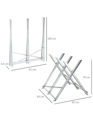 DURHAND Portable Sawhorse Heavy Duty Steel Adjustable Work Support, Foldable Sawhorse Stand 100 kg Weight Capacity, Silver Tone