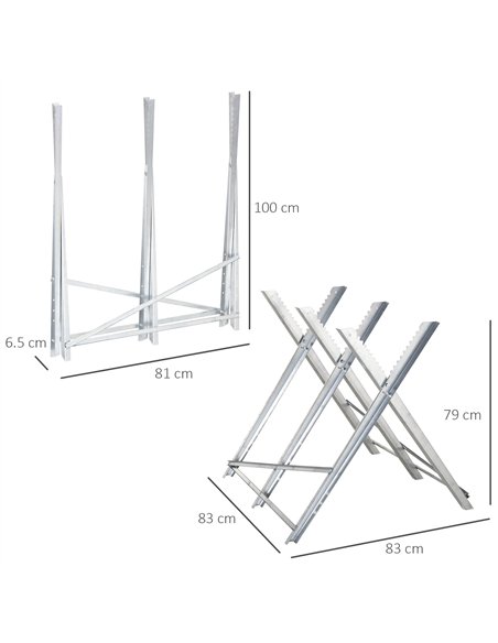 DURHAND Portable Sawhorse Heavy Duty Steel Adjustable Work Support, Foldable Sawhorse Stand 100 kg Weight Capacity, Silver Tone - pic 134374 | FastDaddyshop