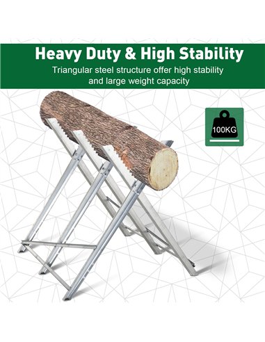 DURHAND Portable Sawhorse Heavy Duty Steel Adjustable Work Support, Foldable Sawhorse Stand 100 kg Weight Capacity, Silver Tone