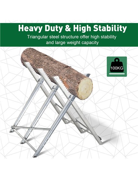 DURHAND Portable Sawhorse Heavy Duty Steel Adjustable Work Support, Foldable Sawhorse Stand 100 kg Weight Capacity, Silver Tone - pic 134375 | FastDaddyshop
