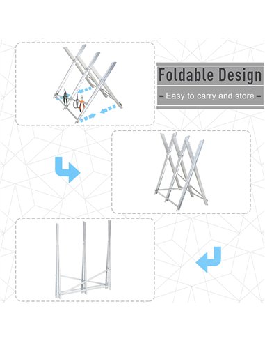 DURHAND Portable Sawhorse Heavy Duty Steel Adjustable Work Support, Foldable Sawhorse Stand 100 kg Weight Capacity, Silver Tone