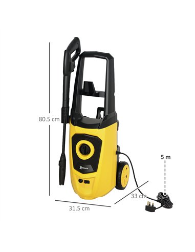 DURHAND 1800W High Pressure Washer, 150 Bar Pressure, 510 L/h Flow, High-Performance Portable Power Washer Jet Wash Cleaner with