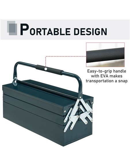 DURHAND 3 Tier Metal Toolbox, 5 Tray Professional Portable Tool Box with Carry Handle for Workshop, 56cmx20cmx34cm, Green - pic 134402 | FastDaddyshop