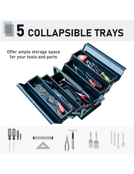 DURHAND 3 Tier Metal Toolbox, 5 Tray Professional Portable Tool Box with Carry Handle for Workshop, 56cmx20cmx34cm, Green - pic 134403 | FastDaddyshop