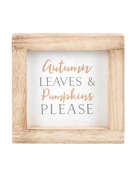 Autumn Leaves & Pumpkins Please Wooden Frame Sign - pic 134411 | FastDaddyshop