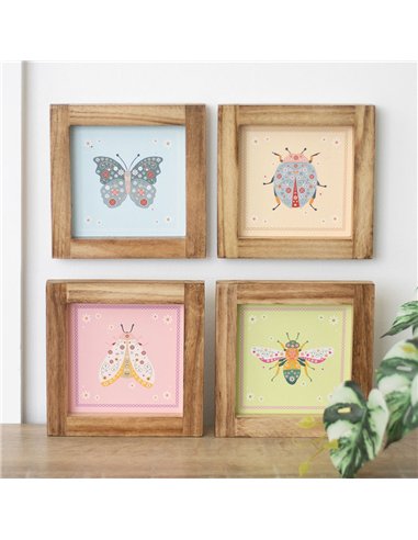Set of 4 Floral Bug Framed Wall Art Prints