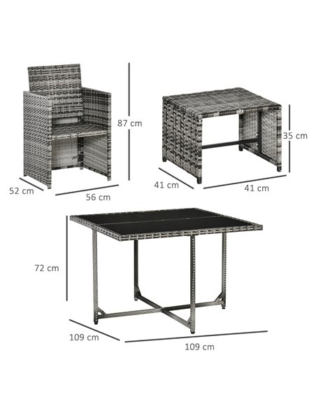 Outsunny 9PC 8-Seater Outdoor Rattan Furniture Set, Mixed Grey - pic 13445 | FastDaddyshop