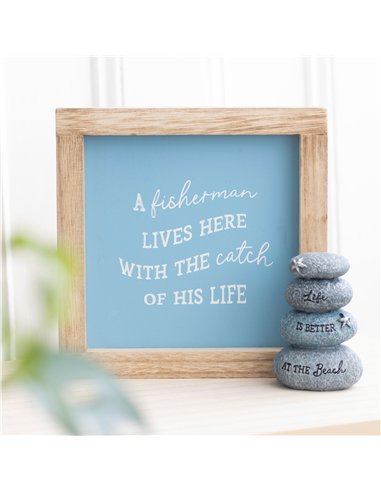 A Fisherman Lives Here Wooden Frame Sign CC_07824
