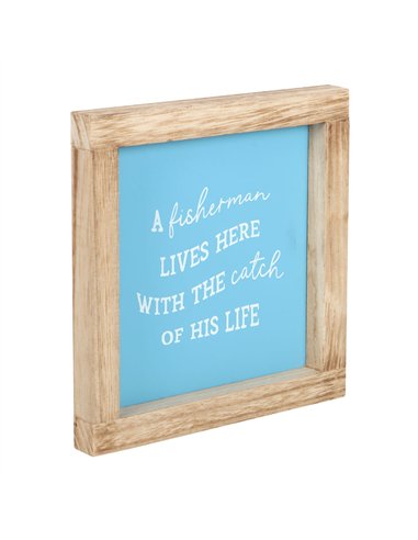 A Fisherman Lives Here Wooden Frame Sign CC_07824