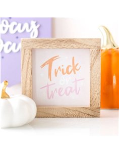 Pink Trick or Treat Wooden Frame Sign 2